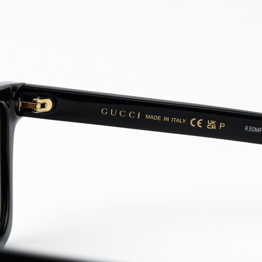 NEW Gucci GG1582SK 004 Shiny Black Brown Polarized Cat Eye Unisex Sunglasses - Picture 10 of 14